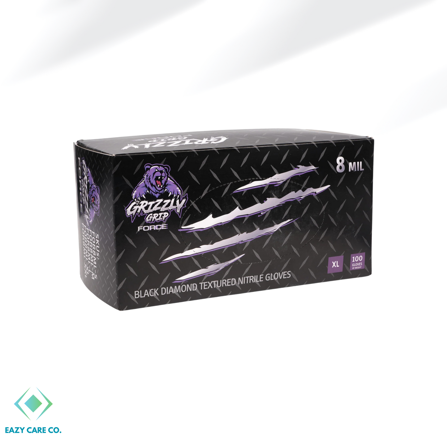 GRIZZLY GRIP™ FORCE 8 Mil Diamond Textured Black Nitrile Gloves