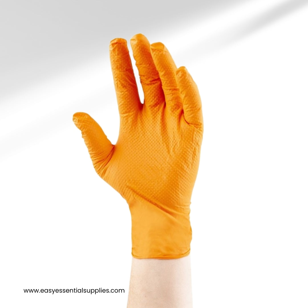 NITRILE GLOVES, ORANGE, 7MIL, DIAMOND TEXTURE, 100/ BOX