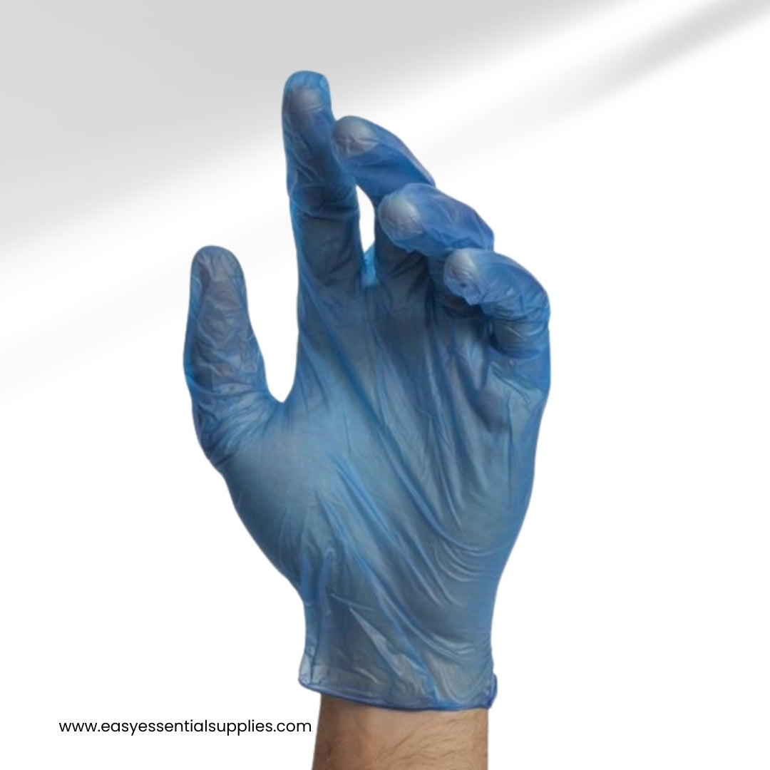 VINYL GLOVES, PF, BLUE, 100/ BOX