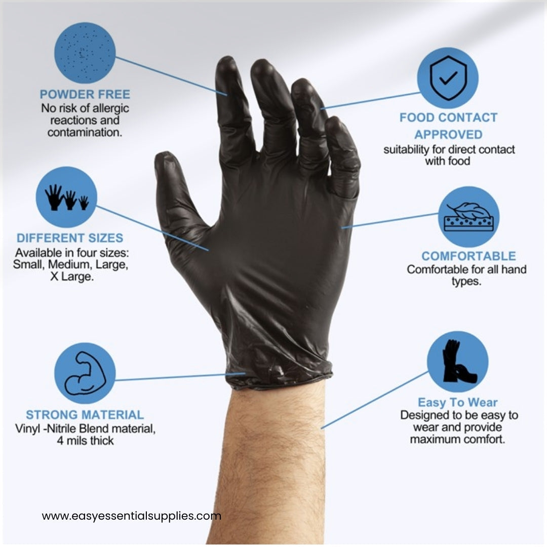 VITRIDEX GLOVES, BLACK, PF, 100/ BOX