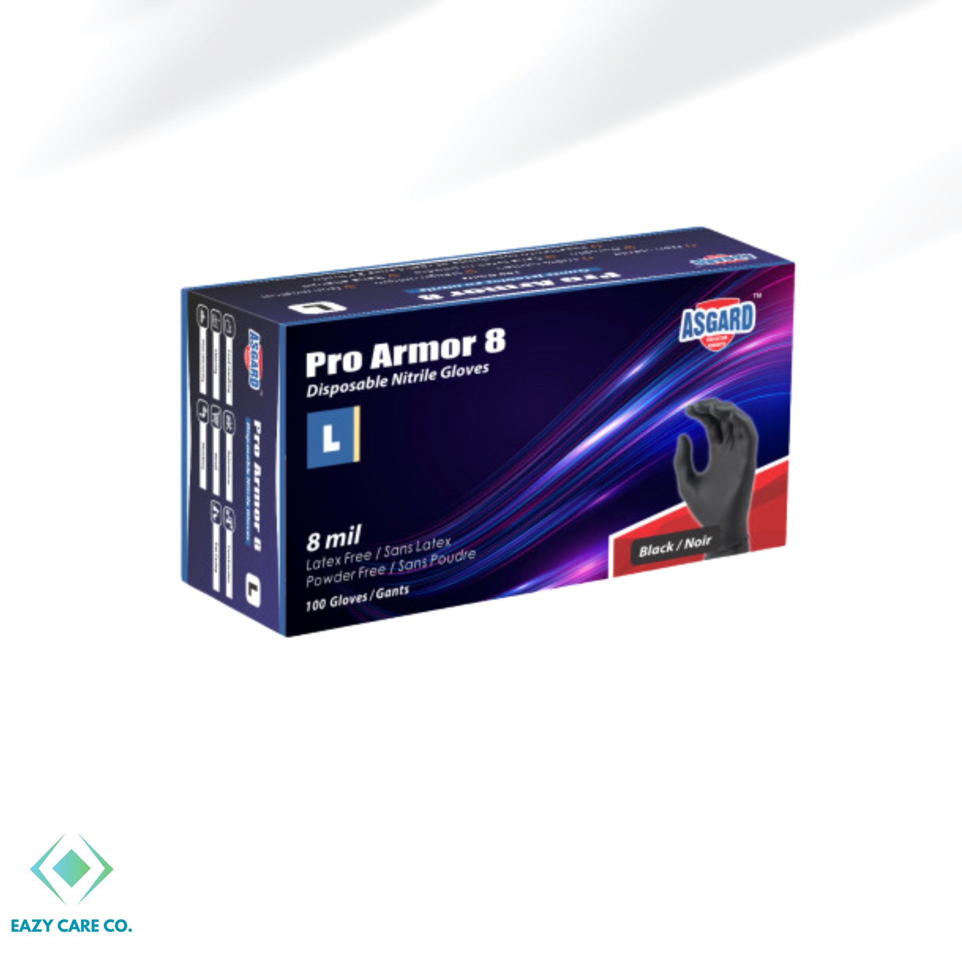 Asgard Pro Armor 8mil Black Nitrile Gloves – Eazy Care Co