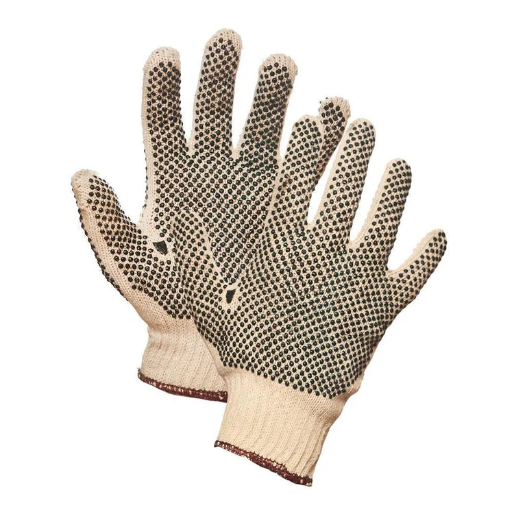 String Knit Work Gloves with PVC Dots on Both Sides